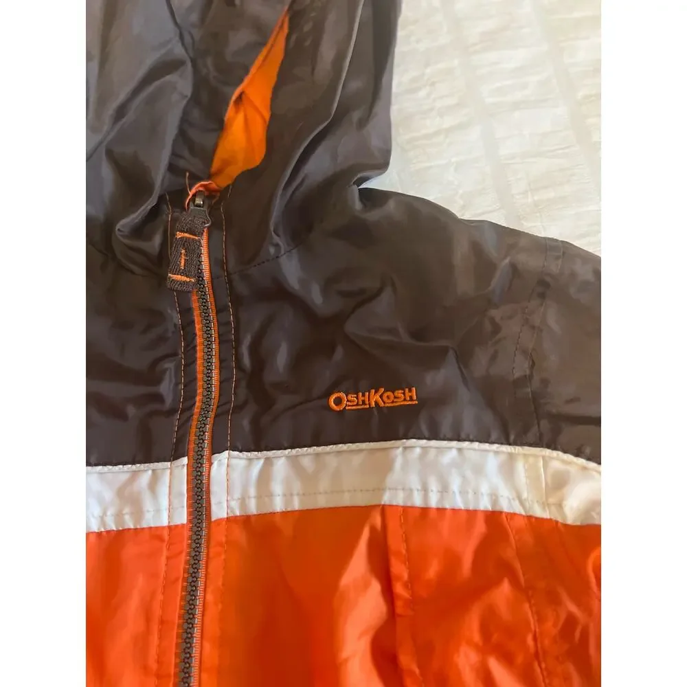 Oshkosh B’Gosh  Brown Orange White Windbreaker Rain Jacket Kids Sz: M